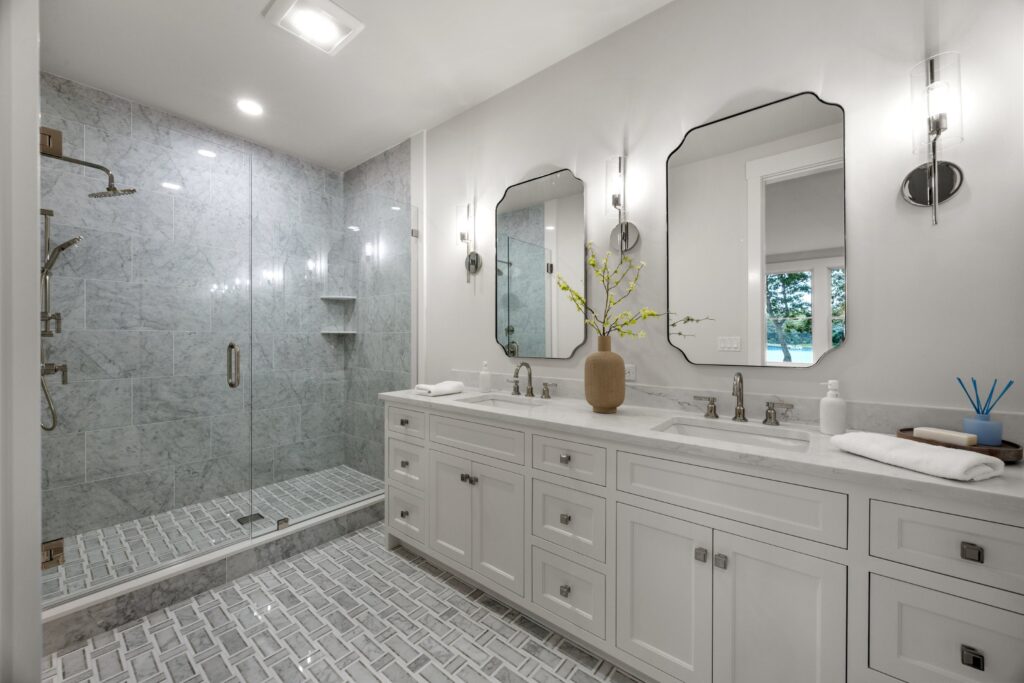 Primary bathroom at 640 Poponessett Road